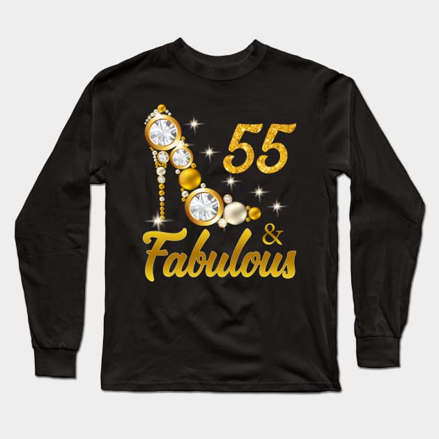 55 and Fabulous 55th Birthday Gift Long Sleeve T-Shirt by Otis Patrick